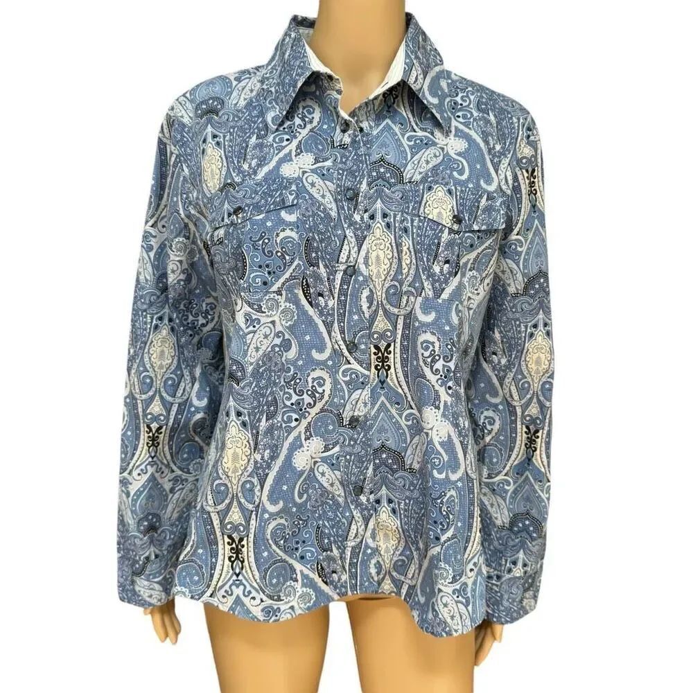 Harve Benard 100% cotton blue paisley blouse/jacket size XL